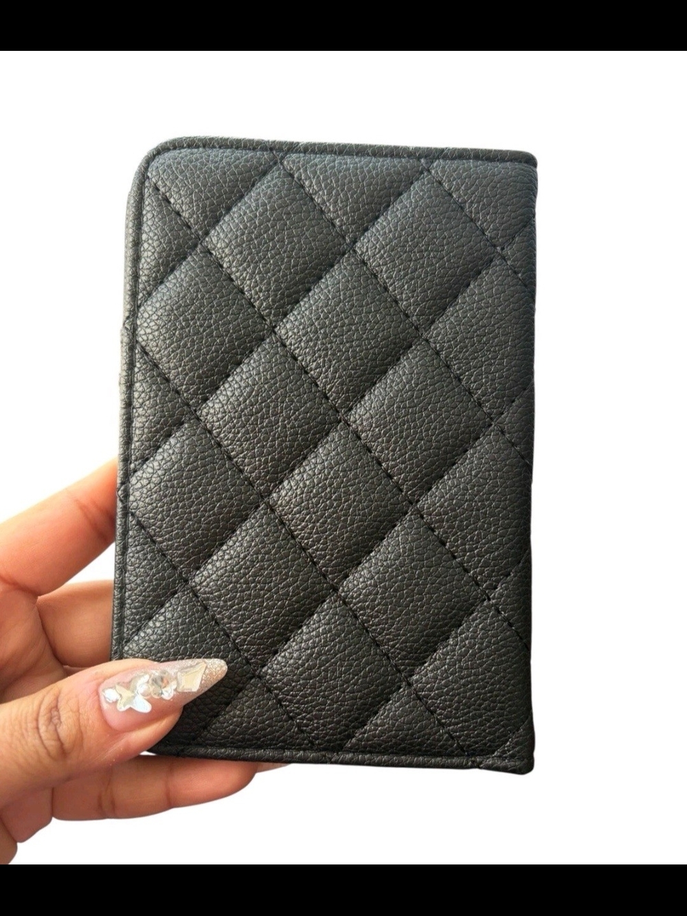 Beaute Black Quilted Wallet Or Passport with Gold Accent - Picture 5 of 7